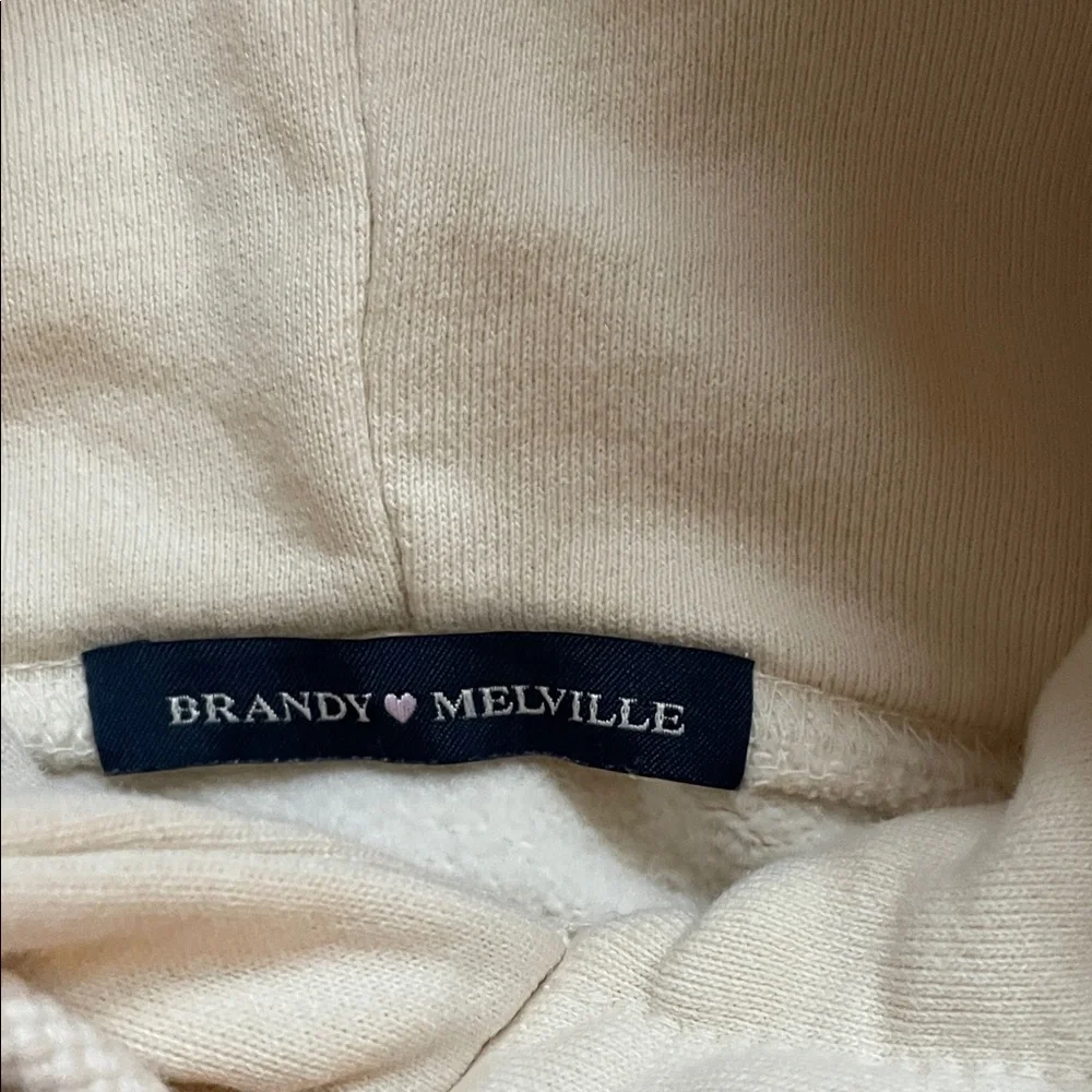 Brandy Melville Beige Hoodie with New York Graphic - Picture 2 of 3